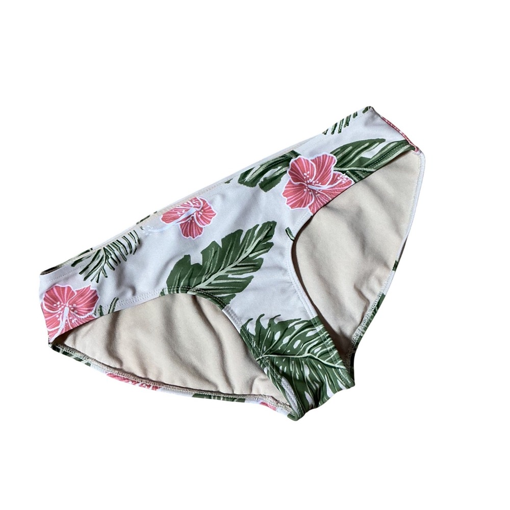 Albion‎ Fit Tropical Hibiscus Palm Leaf Bikini Bottoms Pink Green Small